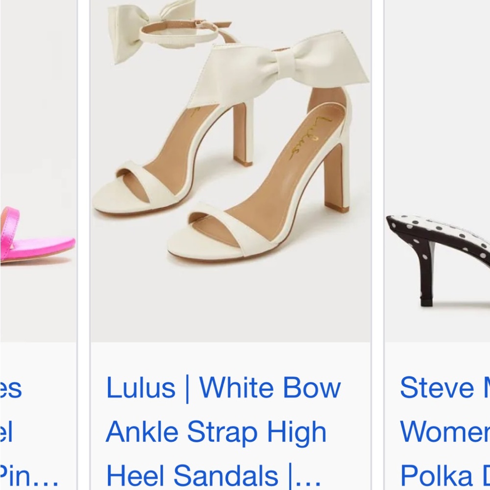 Lulu's Cream Bow Ankle Strap Heels